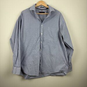 Tommy Hilfiger Men's Regular Fit THFlex Dress Shirt, Light Blue Plaid, Size XL